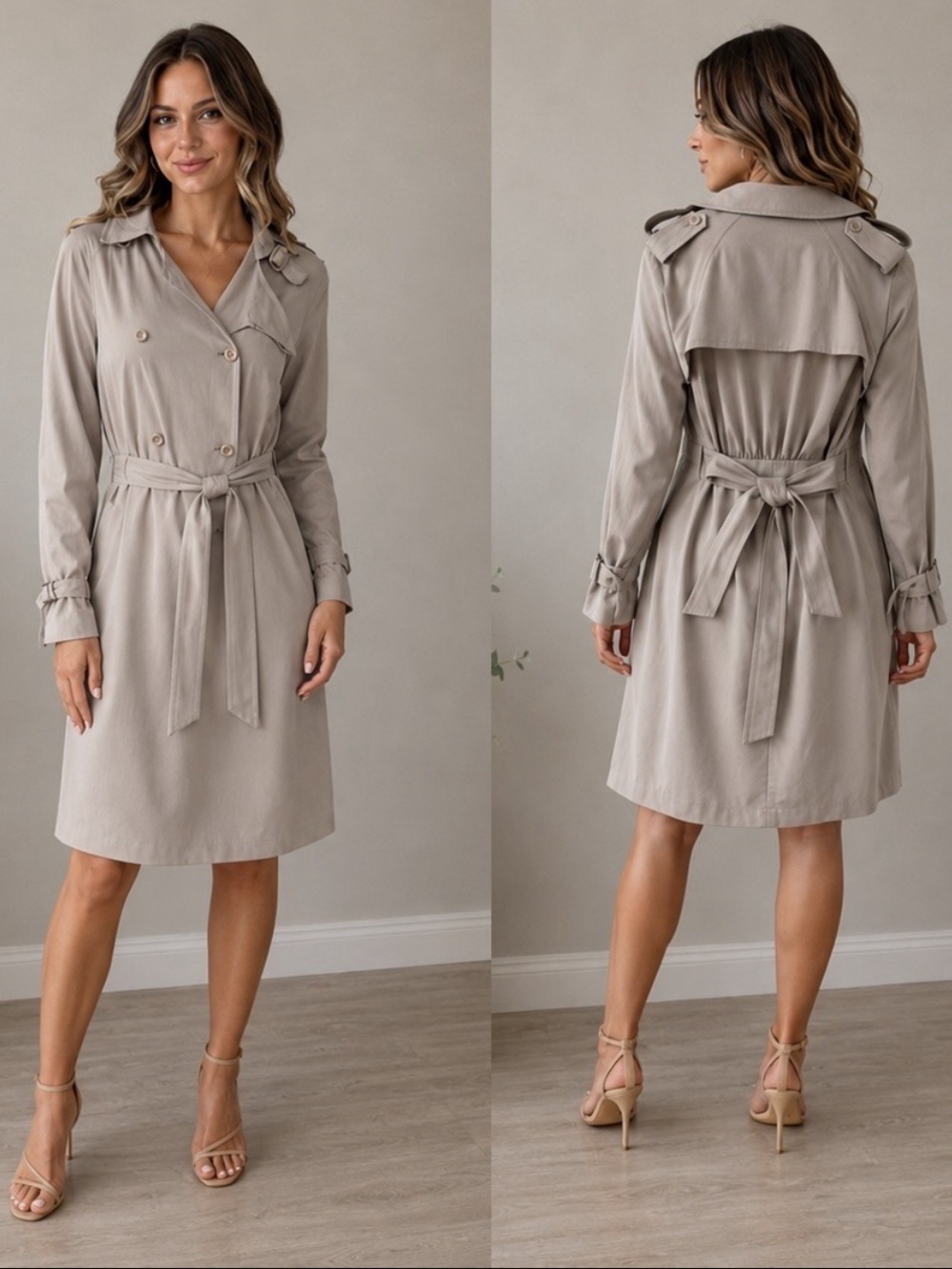 🧥 MAXMARA Shirt Dress. “Trench-Coat-Style”. Size 12. Tan. Excellent Condition!